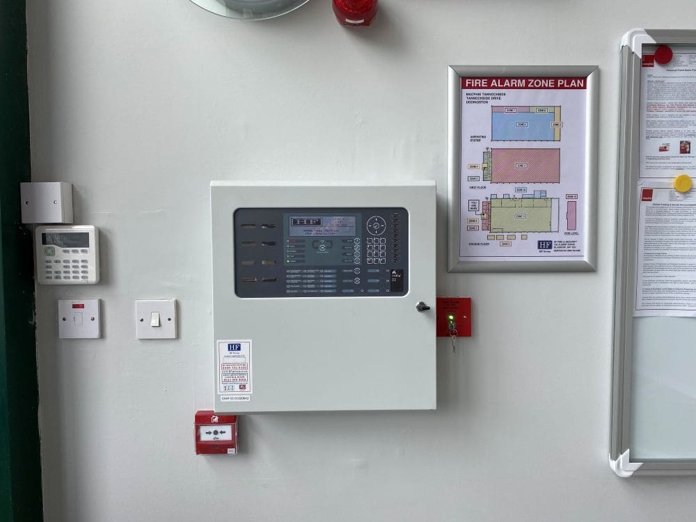 a fire alarm install for a food factory on an industrial site in Glasgow