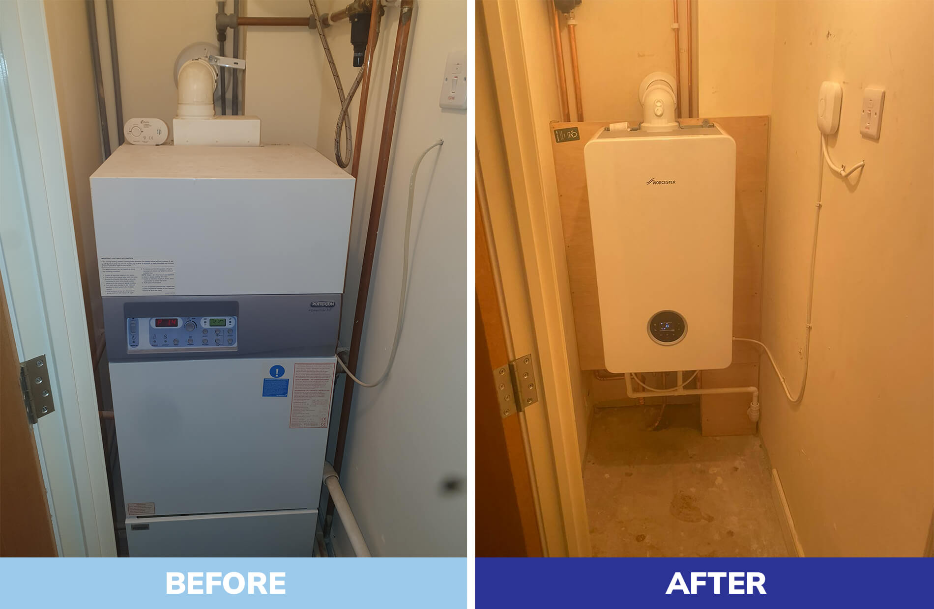 before and after of boiler installation