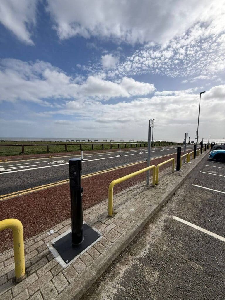 the new EV Chargers installed at a car park in the North East of England by our EV Installers