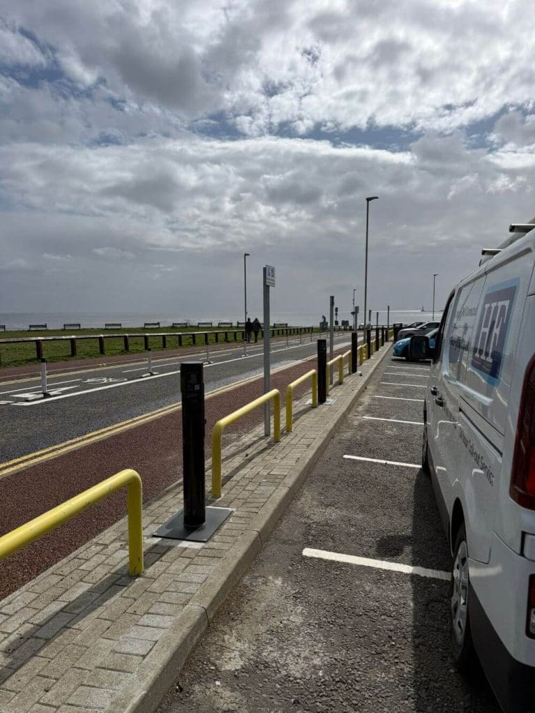 the HF Green Energy Team having completed a new ev charger installation in North England