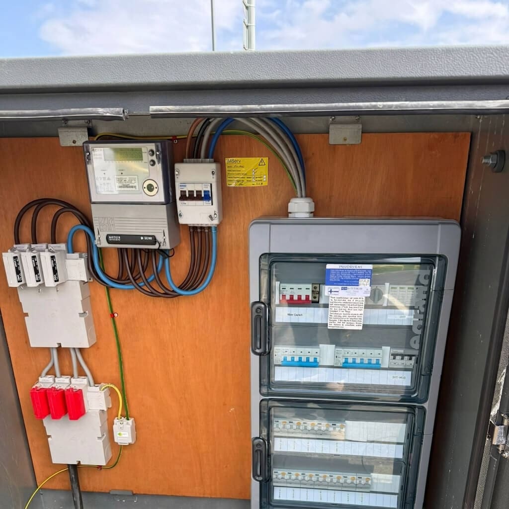 the inner workings of the 6 ev chargers we installed for a car park in the North East of England