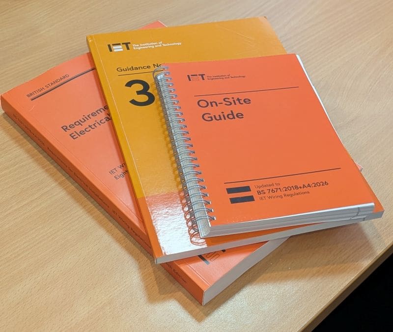 the new BS7671 Electrical Regulations book has arrived in the office ready for our electricians to read through as we continually look to enhance our quality and services.
