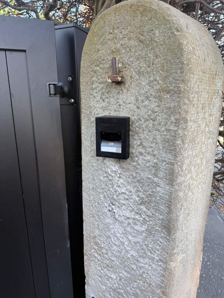 the front gate access control and intercom system we installed for a domestic property in Edinburgh