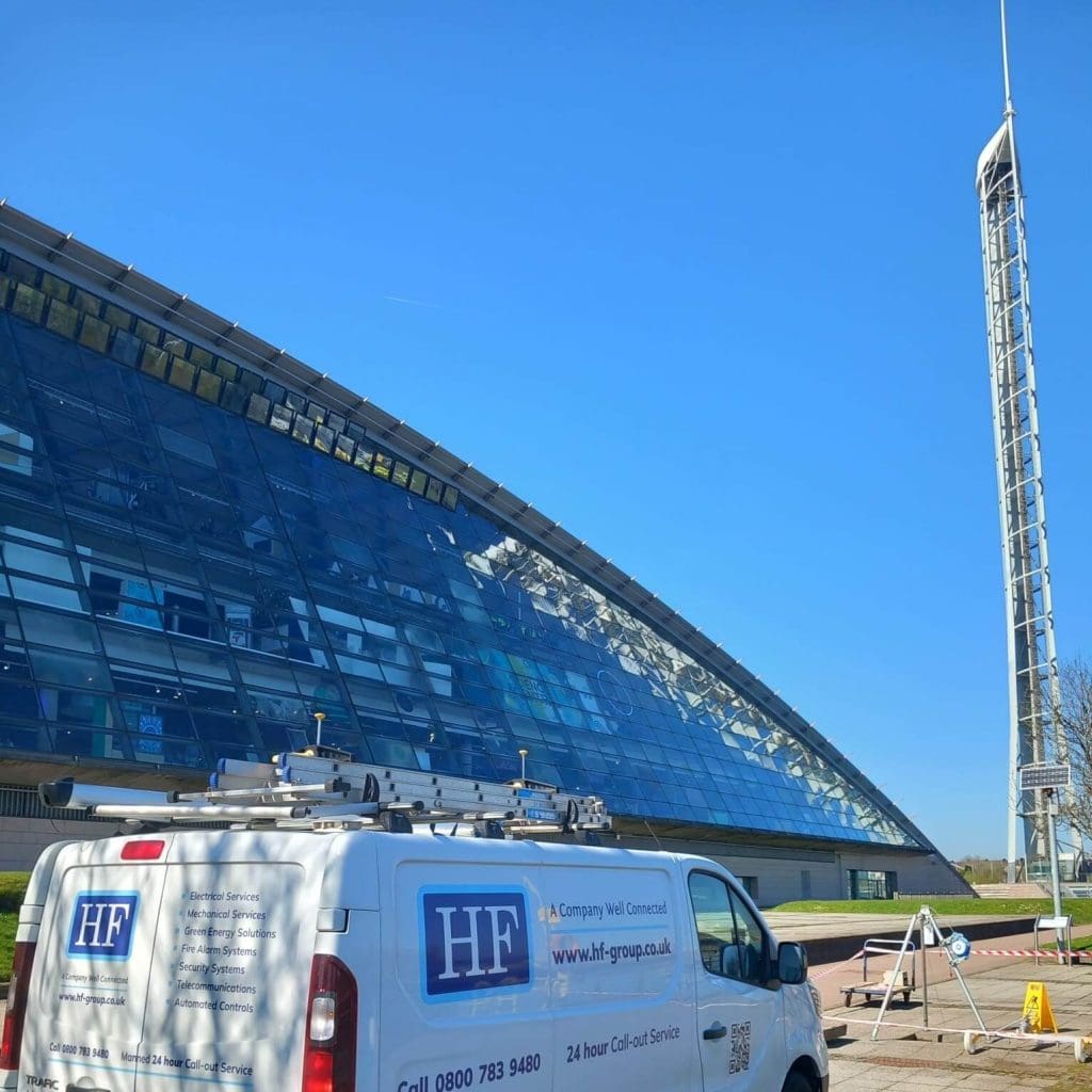 Our electricians are on site at Glasgow Science Centre completing electrical upgrade works for the street lighting.