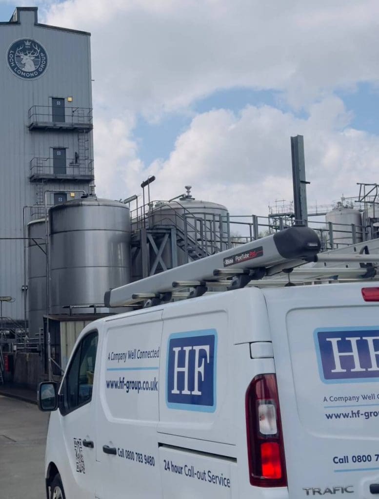 Our mechanical engineers on site working on the air conditioning replacement work at the distillery