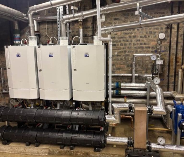 the three commercial grade boiler set up we have installed for a healthcare facility in the Lothians