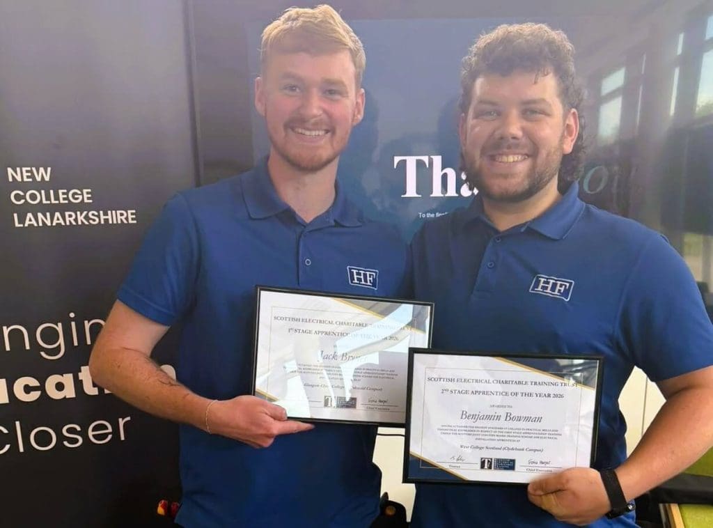 Our two latest electrician apprentice award winners