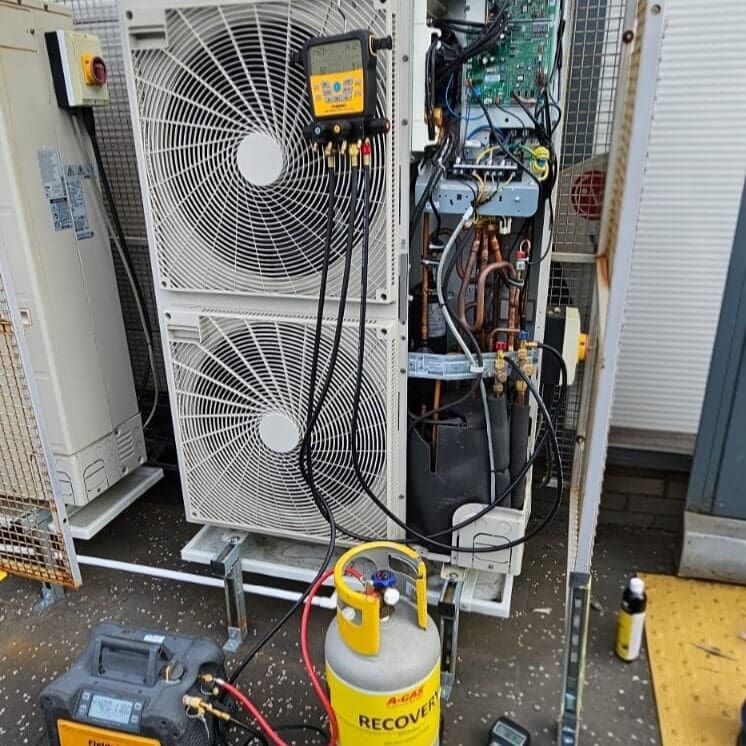 the inner workings of an air conditioning system that we are repairing