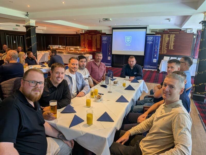 Happy socialising between members of our Telecommunications, Fire & Security and Electrical Teams.