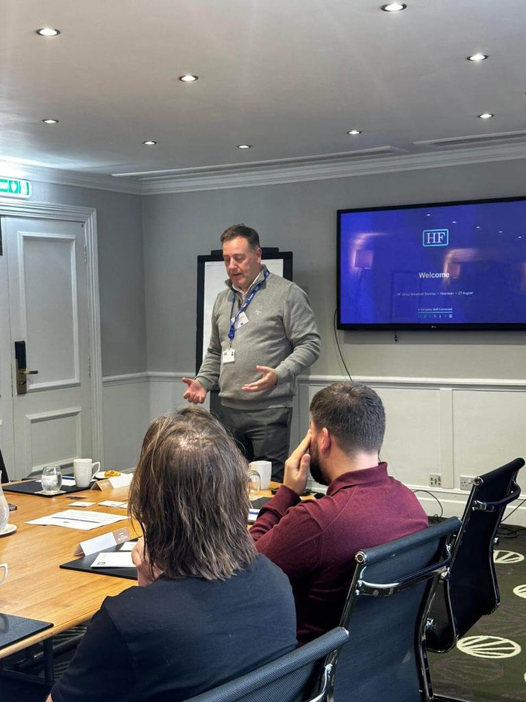 Craig Stevenson from HF Group opening the breakfast morning with an introduction to the mornings schedule.