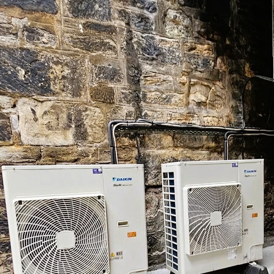 Two of the four new air conditioning systems we have fitted for the Horseshoe Bar in Glasgow