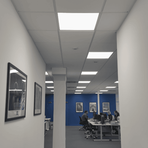 Energy efficient LED Lighting was installed in the offices using motion detection and Timeguard PIR presence/absence sensors