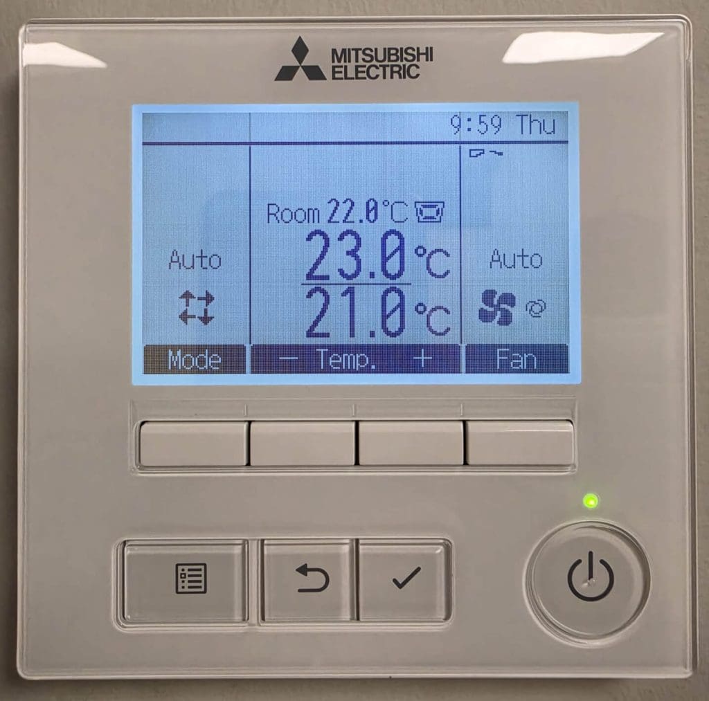 The new  Mitsubishi Air Conditioning Control Panel